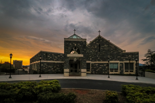 Cloudy Sunset at Church Print