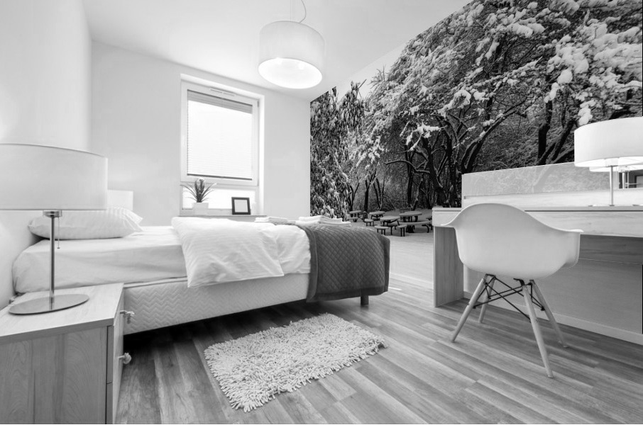 Picnic Under Snow Trees  Mural print