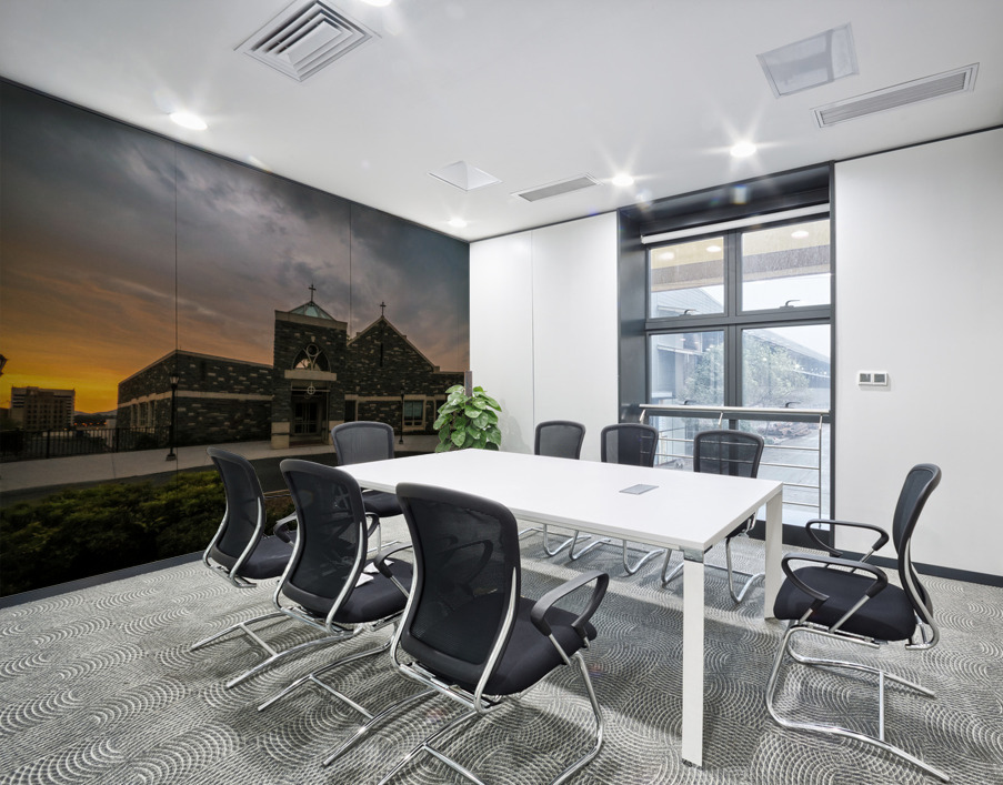 Cloudy Sunset at Church Wall Printing