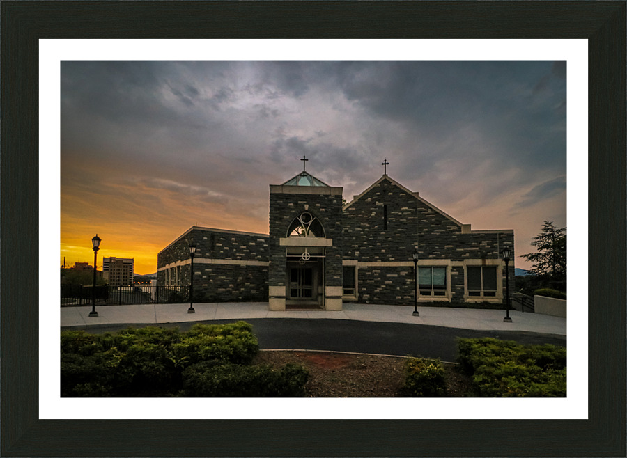 Cloudy Sunset at Church  Framed Print Print